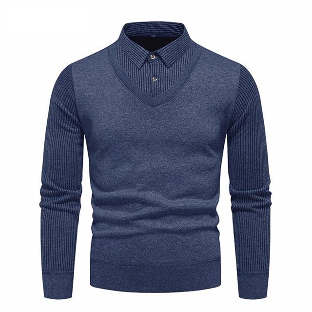 Mens Slim Fit Casual Shirt Long Sleeves Breathable Sweater Soft Top Shirt Collar