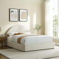 thumbnail image 2 of Platform Bed Frame, King Size, Ivory White, Fabric, Bedroom, Modern Contemporary HB36791, 2 of 9