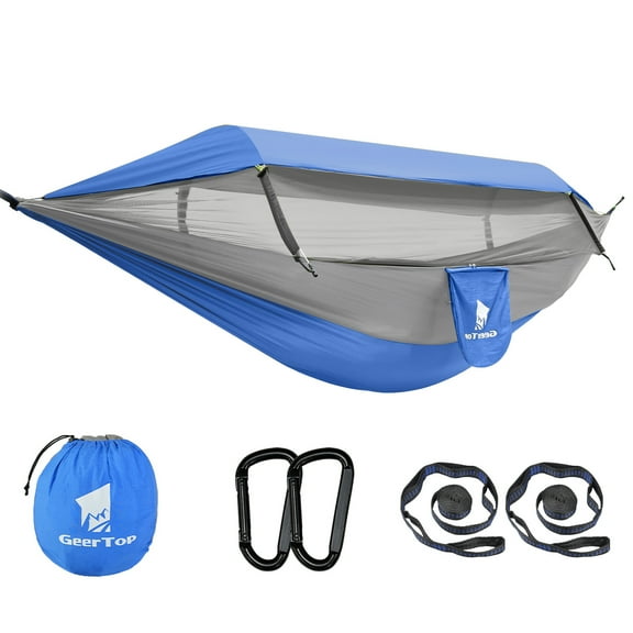 3-in-1 GEERTOP Outdoor Hammock - Waterproof Double Sleep Rest with Mosquito Net, Sun Shelter, Rainfly, and Portable Hammock for Backpacking, Travel, Garden, Park, and Camping Adventures