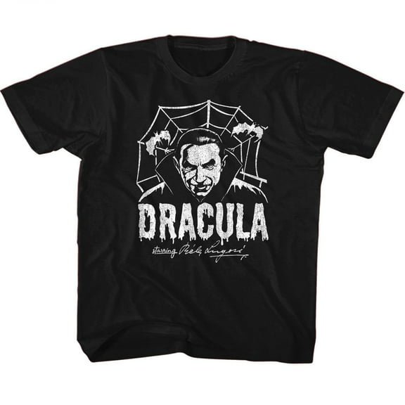 Bela Lugosi Creepy Web Monochrome Black Youth S/S Tshirt Xs (5 6)