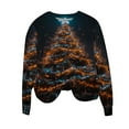 thumbnail image 5 of Feancey Womens Christmas Tree Print Sweatshirt Glitter Graphic Long Sleeve Tunic Loose Fit Casual Crewneck Tops Fall Winter Fashion Xmas Pullover Gold L, 5 of 7