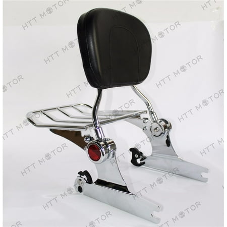 - HTTMT- Backrest Sissy Bar Luggage Rack Harley Davidson Softail Deluxe 2005 UP Chrome