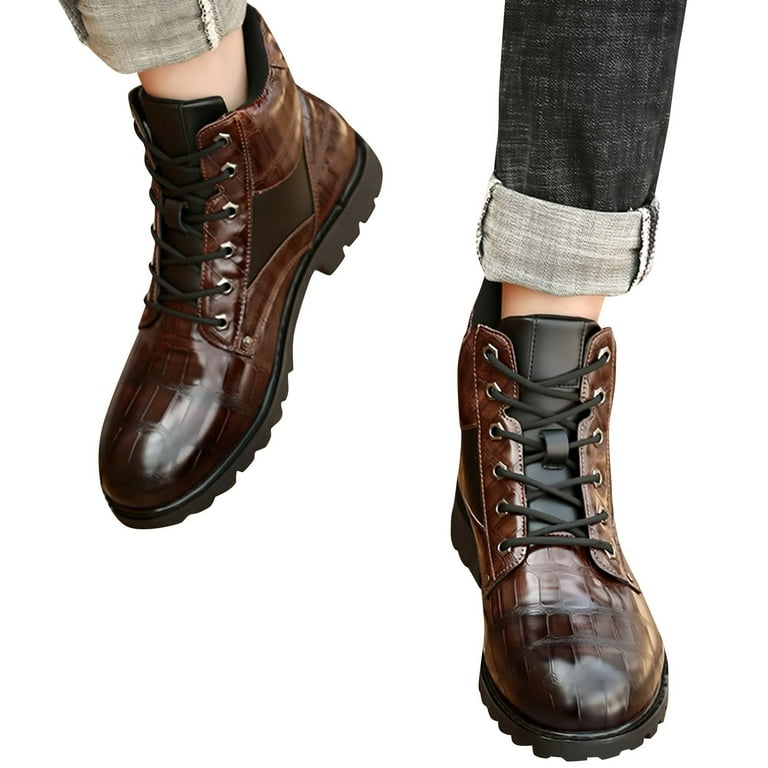 LUOGENLI Male Mens Dress Shoes Size 11 4E Mens Shoes Men s Shoes Dress Business Leather Shoes Fashion Retro Casual Comfortable Lace Up Leather Shoes