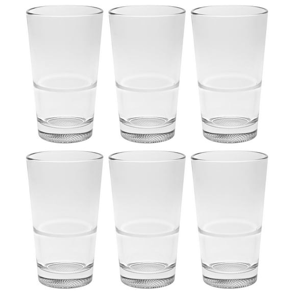 Barski - European - High Quality Glass - Hiball - Stackable - Won't Get Stuck - Artistically Designed - 14.2oz. - Set of 6 - Made in Europe