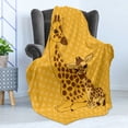 thumbnail image 4 of Giraffe Soft Flannel Fleece Throw Blanket, Giraffe Family Baby Animal Pattern on Polka Dotted Background, Cozy Plush for Indoor and Outdoor Use, 50" x 60", Marigold Redwood, by Ambesonne, 4 of 5