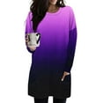 thumbnail image 2 of Timegard T-Shirts à Manches Longues pour Femmes avec Poches Col Rond Décontractés Tendance T-Shirts Couleur Dégradée Confortables Basiques, 2 of 7