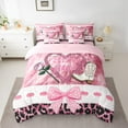 thumbnail image 2 of Manfei Western Cowgirl Boot Twin Bedding Sets 7-Piece, Cartoon Pink Bowknot Bedding Comforter Set, Cow Leopard Print Reversible Sheet Sets, Lightweight Room Decor, 2 of 7