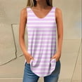 thumbnail image 2 of ABATAB Womens Loose Tank Tops V-Neck Striped Trendy Sleeveless Summer T-Shirt Casual Curve Hem Tops Clothes Outfits, 2 of 5