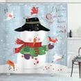 thumbnail image 1 of Ambesonne Snowman Shower Curtain, Xmas New Year Grunge, 69"Wx70"L, Multicolor, 1 of 3