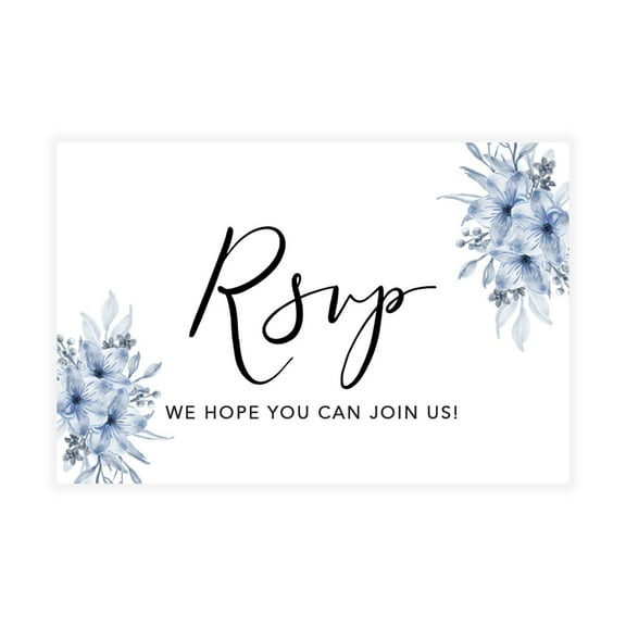 Koyal Wholesale 56-Pk RSVP Postcards for Wedding Dusty Blue Florals Cardstock Response Reply Cards, "4 x 6"