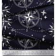 thumbnail image 3 of Soimoi Blue Cotton Poplin Fabric Direction Compass Nautical Print Fabric by Yard 42 Inch Wide, 3 of 5