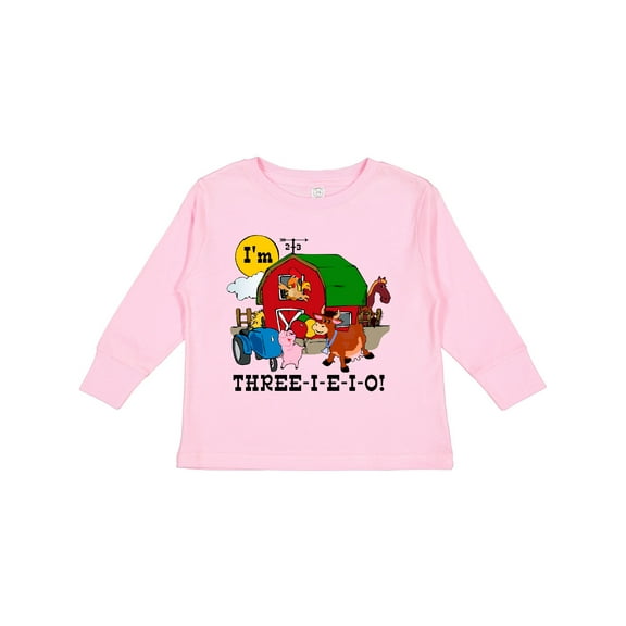 Inktastic Three-i-e-i-o Boys or Girls Long Sleeve Toddler T-Shirt