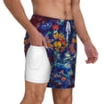 thumbnail image 2 of Kdxio Colorful Fall Leaves Print Men'S Swim Trunks With Compression Liner 7 Inch Inseam Quick Dry Swim Shorts, 2 of 7