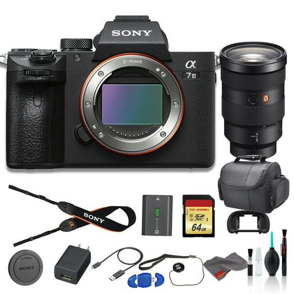 Sony Alpha a7 III Mirrorless Digital Camera Bundle - with Sony FE 24-70mm f2.8 Lens, Bag, 64GB Memory Card, Memory Card Reader and More