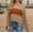 Brown, variant on Aloohaidyvio Women's Summer Long Sleeve Tops Oversized 2025 Spring Trendy Crew Neck Casual Color Block Blouses