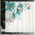 thumbnail image 4 of Ambesonne Retro Shower Curtain, Flowers Buds Leaf, 69"Wx84"L, Teal Pale Green, 4 of 5