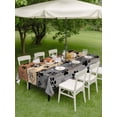 thumbnail image 3 of Outdoor Tablecloth with Umbrella Hole and Zipper, Haze Blue Brown Rectangle Table Cloth 52x70 Inch Waterproof Tablecloth, Rustic Farmhouse Dog Paw Vintage Picnic Table Cover for Patio Camping, 3 of 7