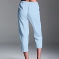 thumbnail image 4 of Women's Linen Pants 2025 High Waisted Straight Leg Loose Fit Casual Trousers with Side Slits & Pockets | Yubnlvae (Blue | S), 4 of 6
