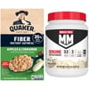 Muscle Milk Genuine Protein Powder, Vanilla Crème , 32g Protein, 1.9lb, 30.9oz + Quaker Fiber Apples & Cinnamon Instant Oatmeal, 1.58 oz 8 Count