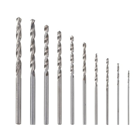 

FarDo 10Pcs/Set 0.8-3.0mm Twist Drills Round Shank High Hardness Lightweight HSS Precision Mini Hand Twist Drill Bits for Wood Jewelry DIY Craft