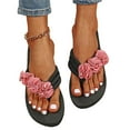 thumbnail image 2 of hopeusnice Women's Floral Flip Flops Summer Beach Sandals Comfortable Flat Slippers Soft Sole Thong Flipflops Pink 42, 2 of 4