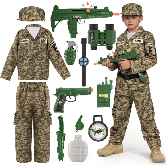 Disfraz de soldado del ejército militar para niños de Spooktacular Creations