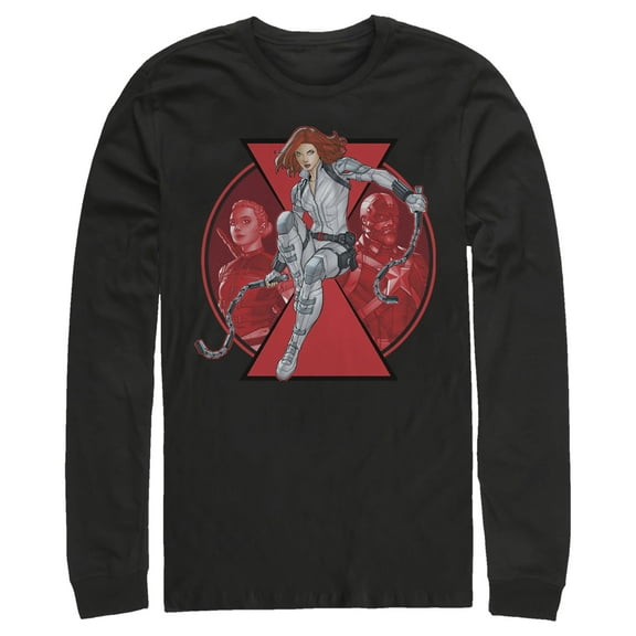 Men's Marvel Black Widow Family Circle  Long Sleeve Shirt Black 2X Large