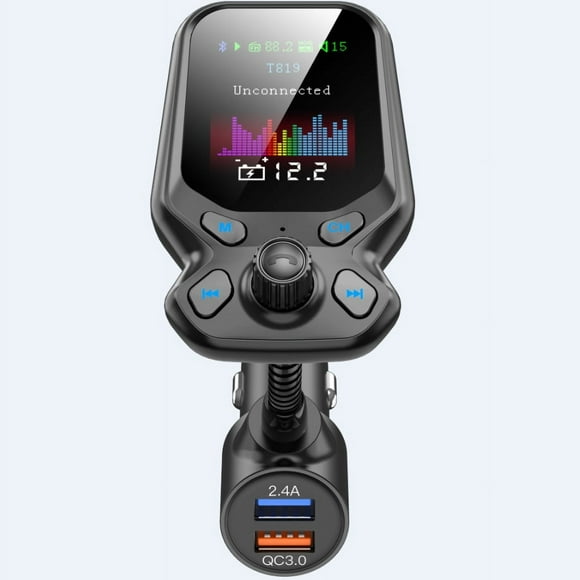 Teléfono manos libres MP3 con pantalla grande a color, Bluetooth, MP3, multifunción, QC3.0, pantalla de letras, tarjeta
