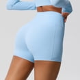 thumbnail image 4 of Babcutegg Yoga Shorts for Women Activitive Wear High Waist Regular Fit Side Pockets Straight Leg Womens Summer Shorts Light Blue Size L, 4 of 9