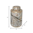 thumbnail image 5 of Sagebrook Home Ceramic 12" Jar With Gold Lid, White, 5 of 7