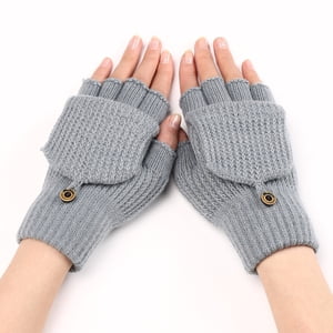 ZhenYing Winter Gloves Winter Knit Fingerless Gloves Wool Gloves Thermal Gloves Unisex Winter Gloves Women Fingerless Gloves for Women Winter Gloves Men Gray