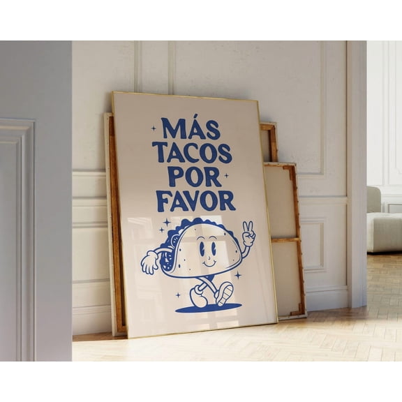 Retro Taco Wall Art, Spanish Quote Print, Aesthetic Kitchen Wall Decor, Trendy Spanish Taco Print, Vintage Food Wall Art Home Decor #1477, Unframed Poster Size 8x12