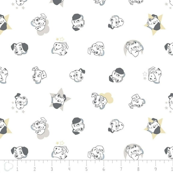 101 Dalmatians Fabric - 101 Dalmatians Puppy Dogs - CAM167 - by Half Yard - by Camelot - 100% Cotton