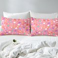 thumbnail image 4 of YST Colorful Geometry Bed Sheets Set Abstract Geometric Sheet Set Twin Size Girly Love Heart Print Sheets for Kids Pink Princess Flat Fitted Sheet with 1 Pillowcase, 4 of 5
