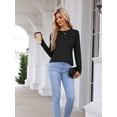 thumbnail image 2 of Fancyglim Women Tops Long Sleeve Shirts Casual Dressy Blouse with Pleats Black XL, 2 of 5