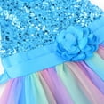 thumbnail image 4 of Uhnice Little Girl's Sequin Sleeveless Mesh Rainbow Dress for Wedding Party (Blue, 3-4 Years/110), 4 of 7
