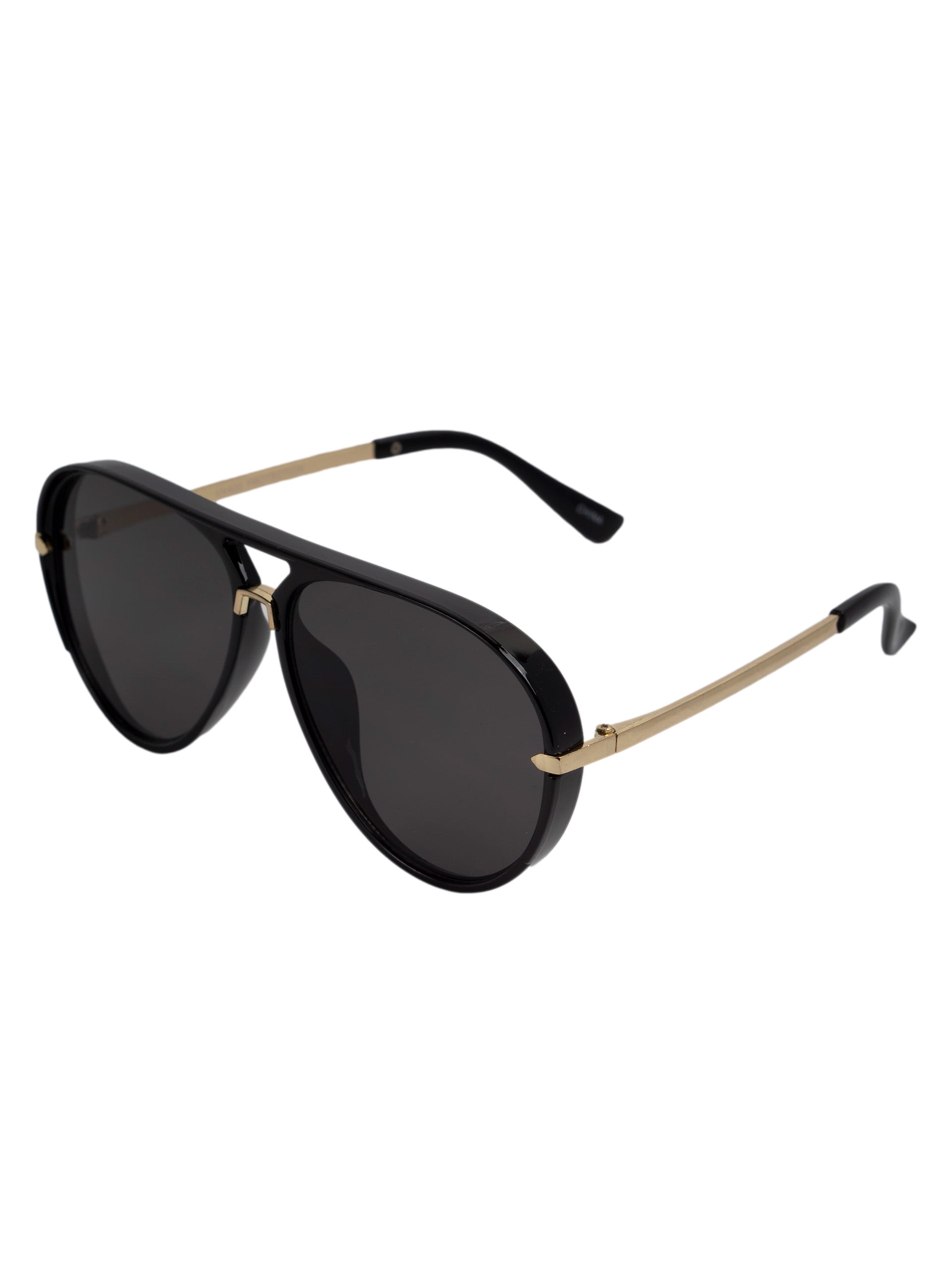 Unisex Large Aviator Frame Sunglasses, Black and Gold - 12 Pack
