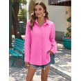 thumbnail image 3 of Zeagoo Womens Linen Button Down Shirts Long Sleeve Cotton Gauze Tops Casual Collared Blouses Loose Fit, 3 of 6