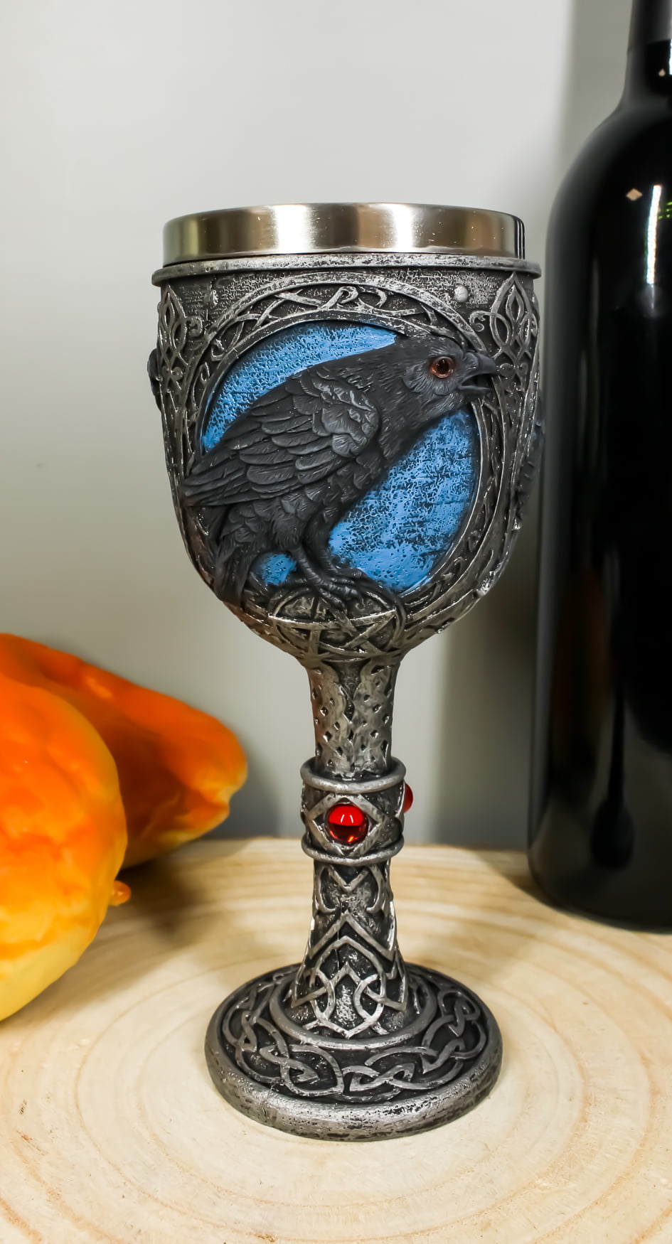 Ebros Vial Of Blood Alchemy Moonlight Raven Crow On Pentagram Beverage Drinkware Serveware With Celtic Tribal Tattoo Knotwork Mystical Harbinger Of Doom Scavenger Bird Drinking Mug Cup 