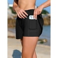 thumbnail image 2 of 3"Swim Shorts for Women Side Pleated Bathing Bottoms High Waisted 2-In-1 Tankini Swimming Trunks with Pockets, 2 of 6