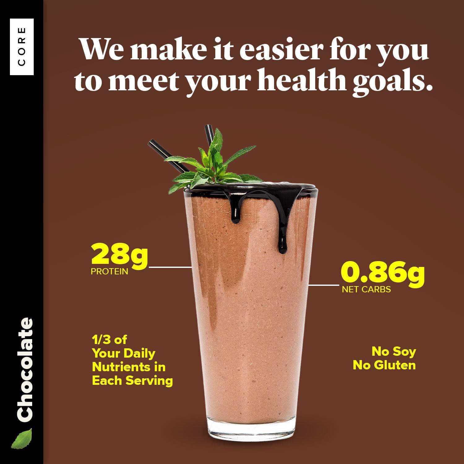 Keto Chow CORE Chocolate with Stevia Ultra Low-Carb Meal Shake, 21 Servings