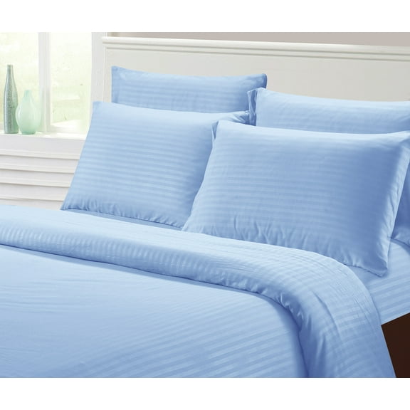 Fresh Linen Collection 1800 Super Soft & Wrinkle Free Luxurious Stripe 4-Piece Sheet Set (Twin, Blue)