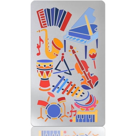 Musical Instruments Stencil Music Note Metal Stencil for Journaling Wood Burning Stainless Steel Rock Music Reusable Templates for Carving Engraving Scrapbooking Colorful