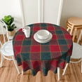 thumbnail image 3 of Red and Green Christmas Plaid Round Tablecloth 60 Inch Plaid Printed Fabric Table Cloth Decor Washable Polyester Fabric Holiday Winter Table Cover for Home Kitchen Outdoor Party, 3 of 6