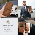 thumbnail image 4 of Case for iPhone 12 Mini 5.4 inch, 9 Card Slots Retro Leather Wallet Shockproof Flip Cover with Hand Strap Card Slots Zipper Pocket Kickstand Handbag Magnetic Closure - Retro Brown, 4 of 15