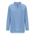 thumbnail image 4 of LYXSSBYX Button Down Shirts for Women Women's Fashion Summer Leisure Long Sleeve V Neck Button Solid Tops, 4 of 6