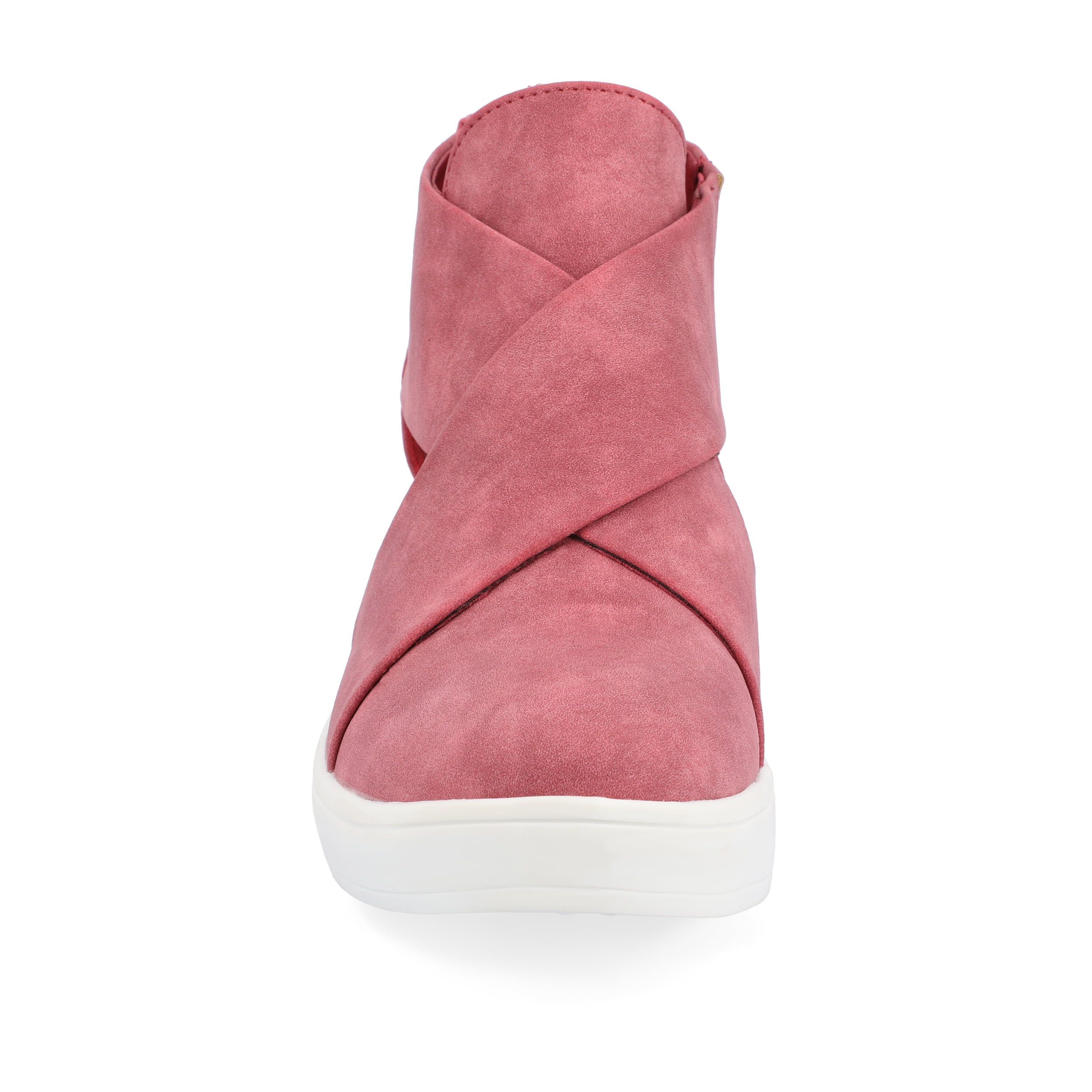 Journee Womens Seena Round Toe Back Heel Zip Wedge Sneakers
