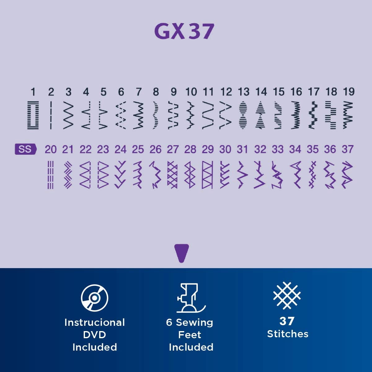 Brother GX37 Sewing Machine, 37 Built-in Stitches, 6 Included Sewing Feet, and SA520 Water Soluble Stabilizer
