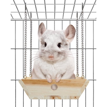Tivkeber Natural Wood Chinchilla Hammock for Cage Swing, Bed, Toys & Accessories, House Hut Ledges, Platforms Enrichement, Habitat