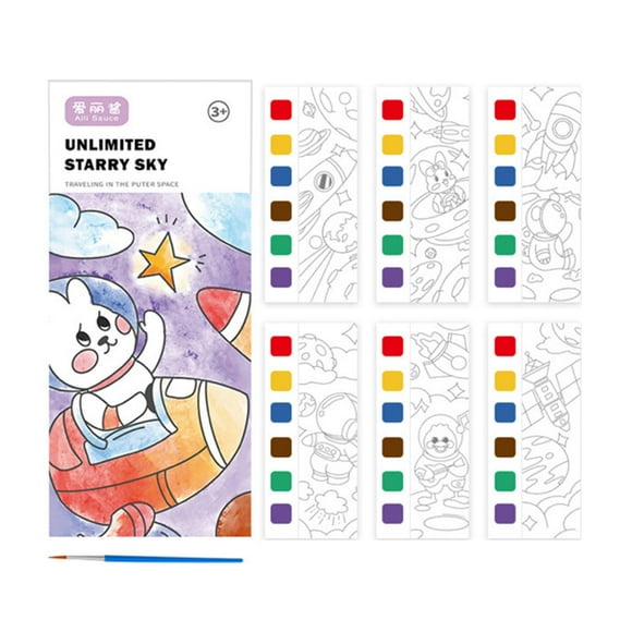 Libros para colorear con acuarela y pincel Marcapáginas de acuarela Entretenimiento Dibujo Cielo